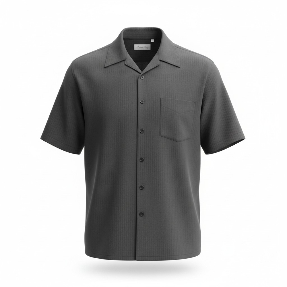 Men's Dark Gray Casual Button-Down Shirt